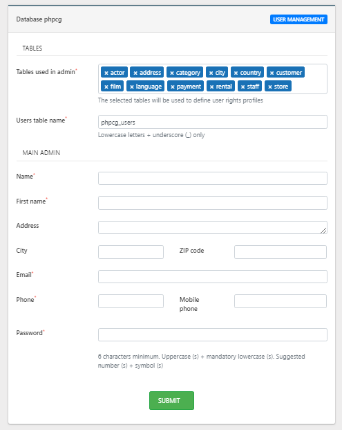 phpcg authentification module installer